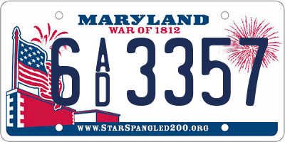 MD license plate 6AD3357