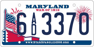 MD license plate 6AD3370