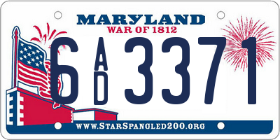 MD license plate 6AD3371