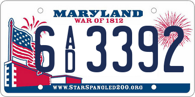 MD license plate 6AD3392