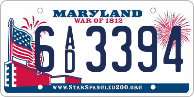 MD license plate 6AD3394