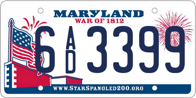 MD license plate 6AD3399