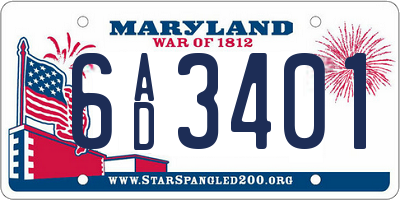 MD license plate 6AD3401