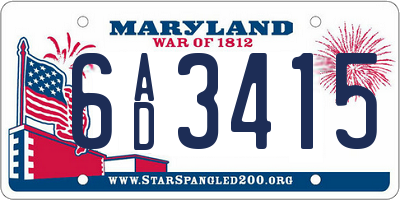MD license plate 6AD3415