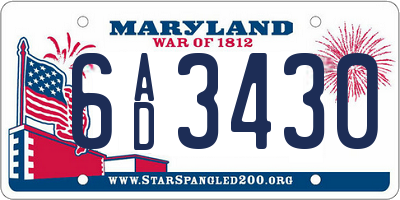 MD license plate 6AD3430