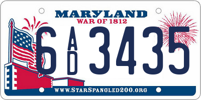 MD license plate 6AD3435