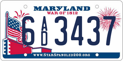 MD license plate 6AD3437