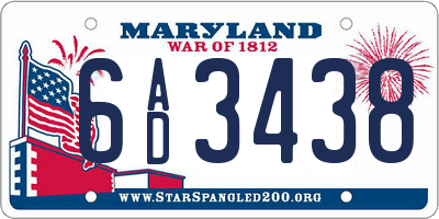 MD license plate 6AD3438