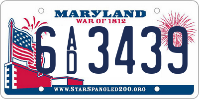 MD license plate 6AD3439