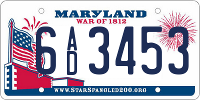 MD license plate 6AD3453
