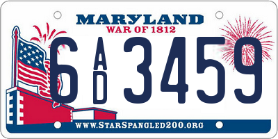 MD license plate 6AD3459