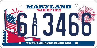 MD license plate 6AD3466