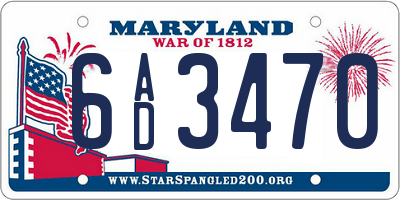 MD license plate 6AD3470