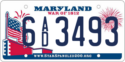 MD license plate 6AD3493