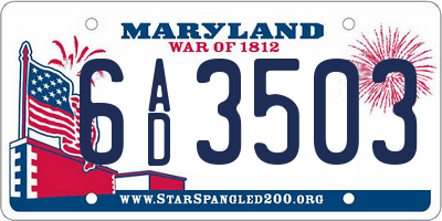 MD license plate 6AD3503
