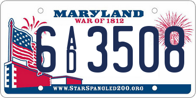 MD license plate 6AD3508