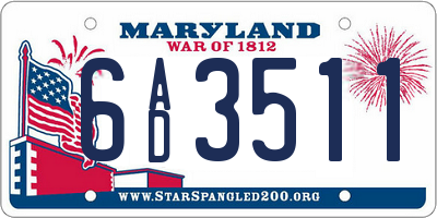 MD license plate 6AD3511