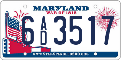 MD license plate 6AD3517