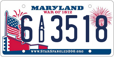 MD license plate 6AD3518