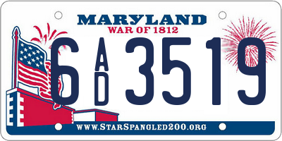 MD license plate 6AD3519