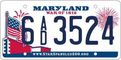 MD license plate 6AD3524