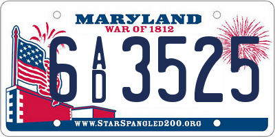 MD license plate 6AD3525