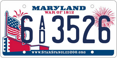 MD license plate 6AD3526