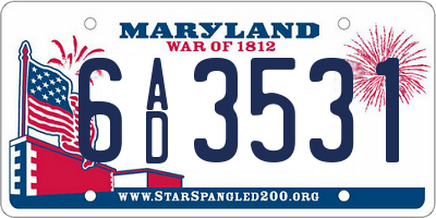 MD license plate 6AD3531