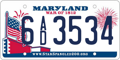 MD license plate 6AD3534
