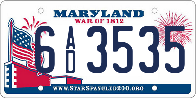MD license plate 6AD3535