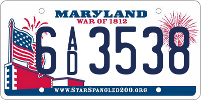 MD license plate 6AD3538