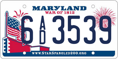 MD license plate 6AD3539