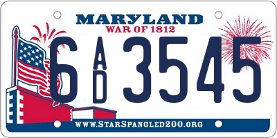MD license plate 6AD3545