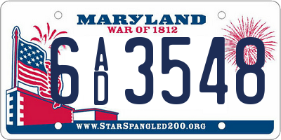 MD license plate 6AD3548