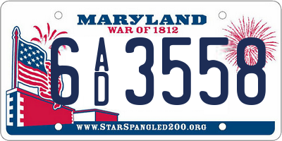 MD license plate 6AD3558