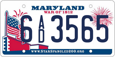 MD license plate 6AD3565