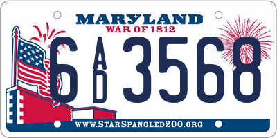 MD license plate 6AD3568
