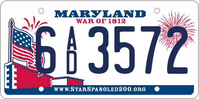 MD license plate 6AD3572