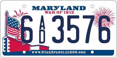 MD license plate 6AD3576