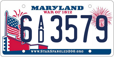 MD license plate 6AD3579