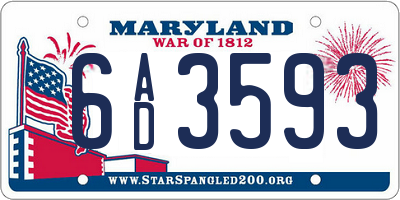 MD license plate 6AD3593