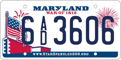 MD license plate 6AD3606