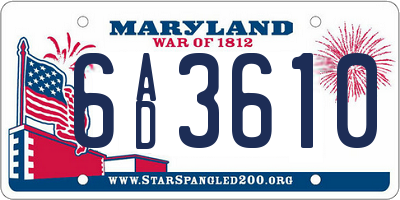 MD license plate 6AD3610