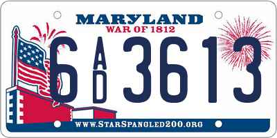 MD license plate 6AD3613