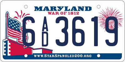 MD license plate 6AD3619