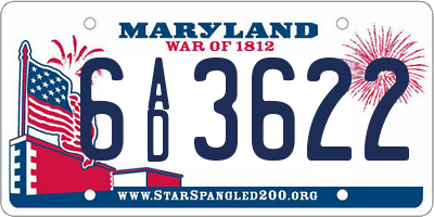 MD license plate 6AD3622