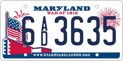 MD license plate 6AD3635
