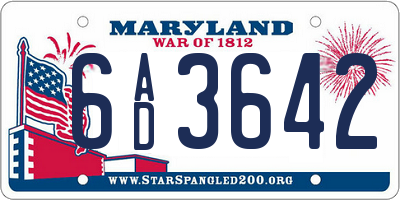 MD license plate 6AD3642