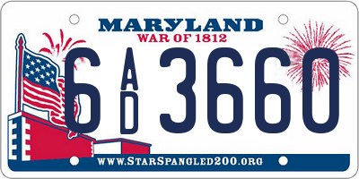 MD license plate 6AD3660
