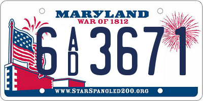 MD license plate 6AD3671